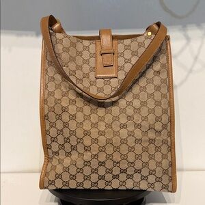 Gucci Tan and Brown Monogram Tote